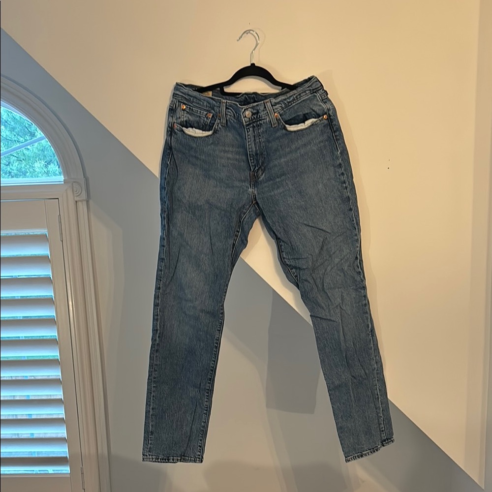 Levi's Brown Leather Patch Blue Jeans